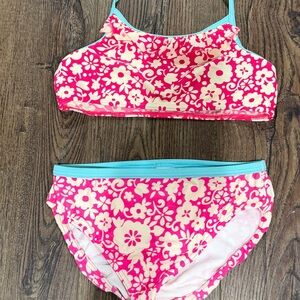 Mini Boden Floral Pink and Cream Bikini Set size 10